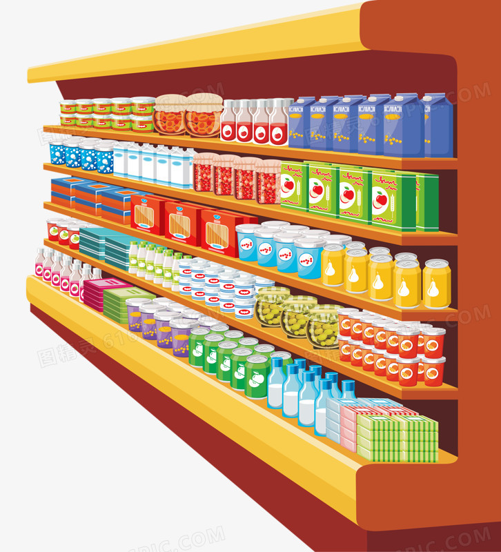 超市零食货架简笔画图片