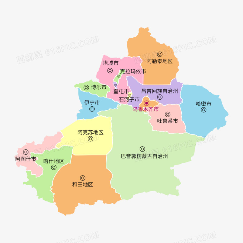 新疆地区分布图矢量地图