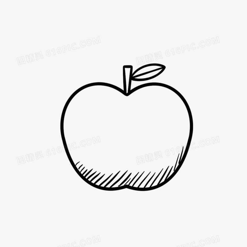 手绘线描苹果免抠装饰元素