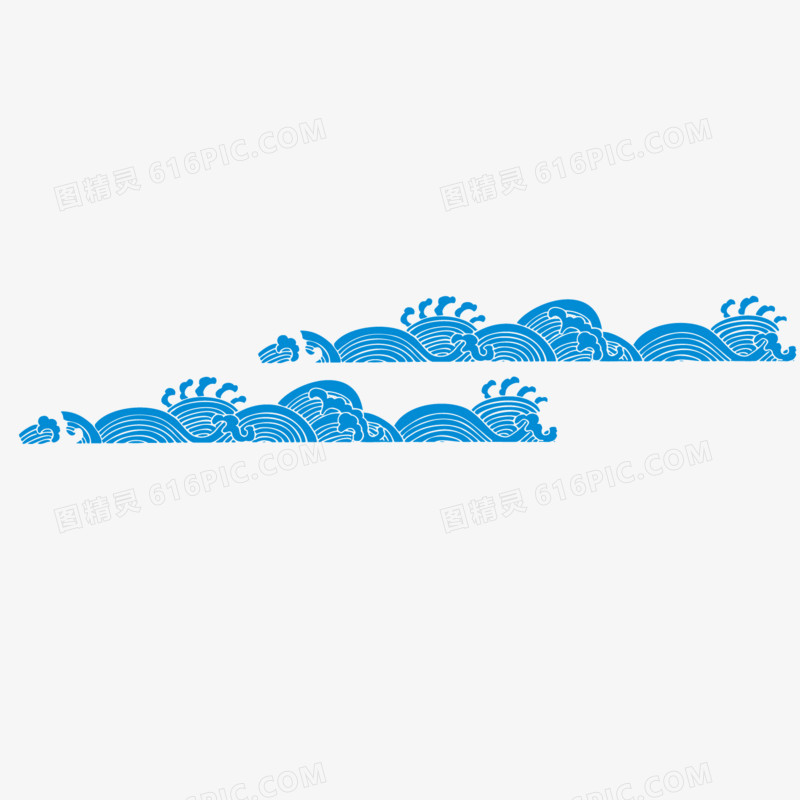 矢量海浪纹理蓝色中国风小浪花