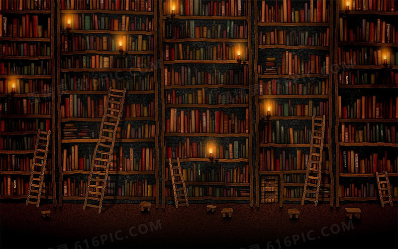 夜晚图书馆灯光壁纸