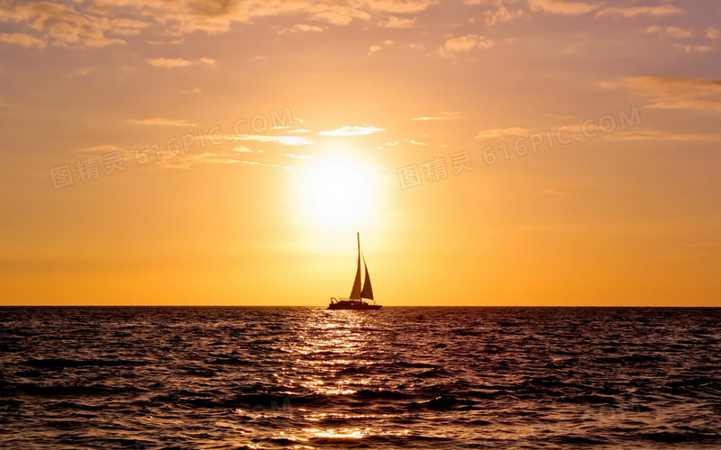 海面上金属太阳帆船海报背景