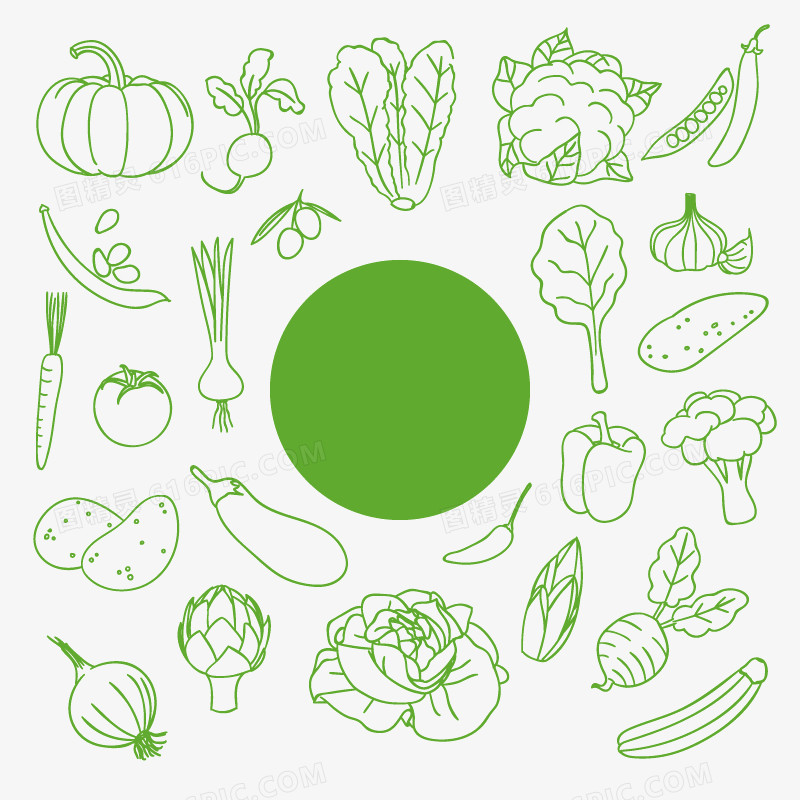 新鲜蔬菜 无缝背景 手绘 圆环 文案背景装饰 矢量素材