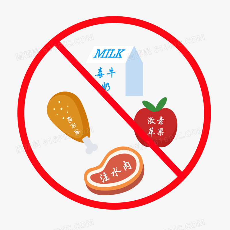 手绘禁止食用不卫生的食品插画元素