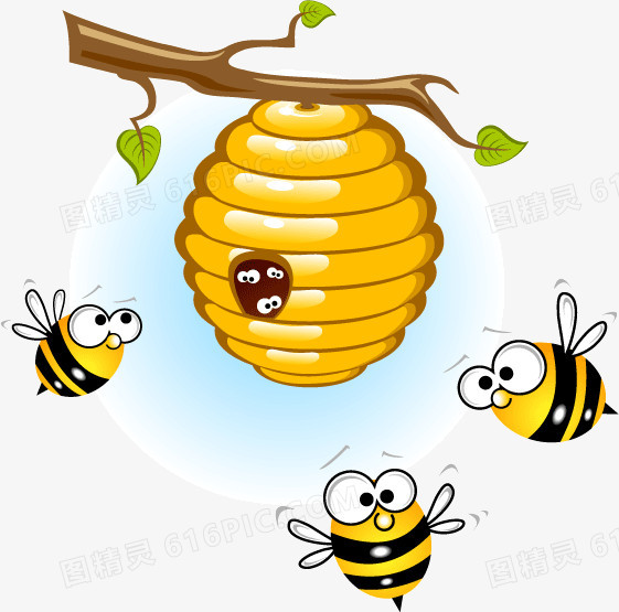 卡通可爱采蜂蜜的蜜蜂矢量素材