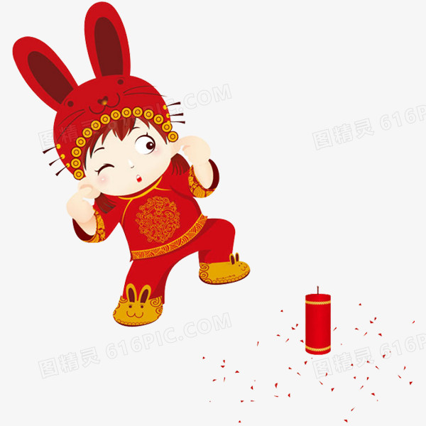 放鞭炮的小孩