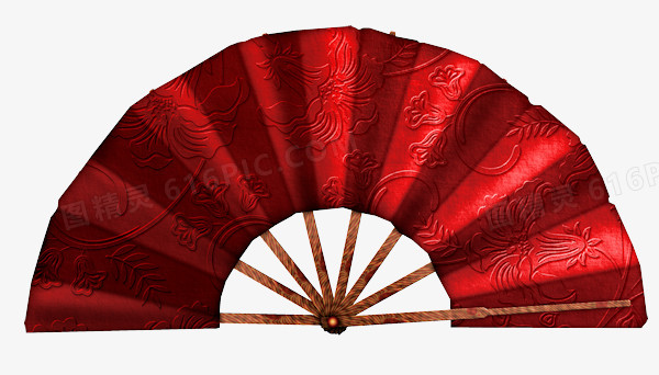 中国风春节红色折扇