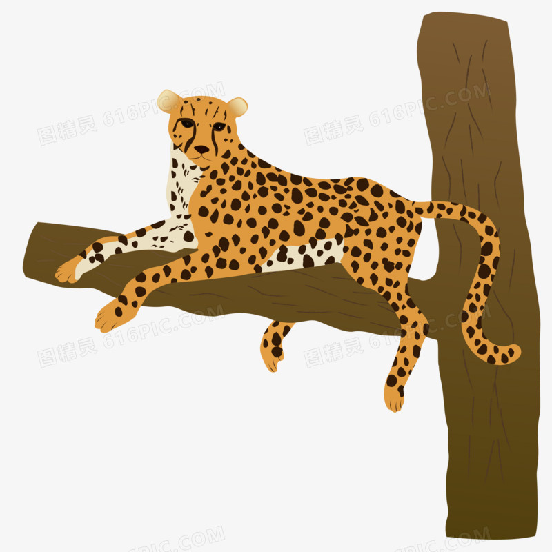 手绘卡通豹子动物元素