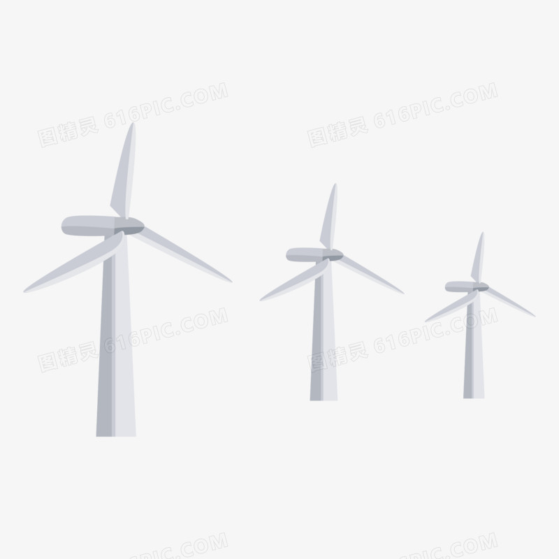 卡通手绘风力发电大风车素材