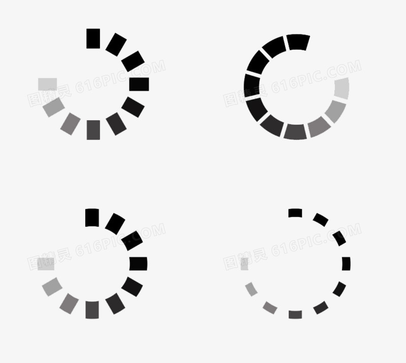 四个黑白加载圆圈图片