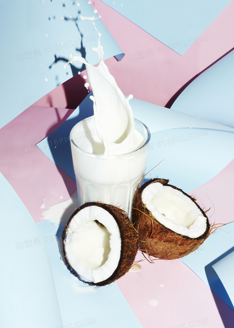 白色椰子奶海报背景