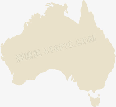 澳洲地图杏色透明