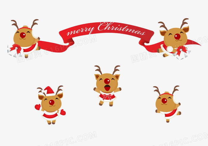 快乐驯鹿和圣诞横幅