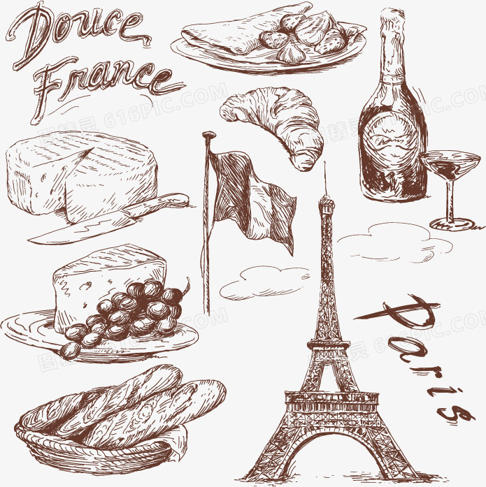 手绘法国美食
