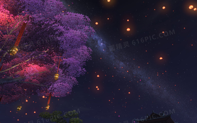 紫色梦幻星光大树