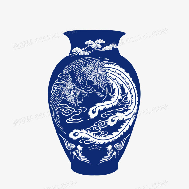 手绘青花瓷中国风瓶子素材