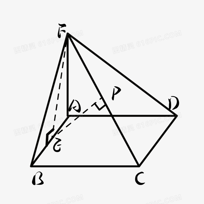 手绘数学立体三角形元素