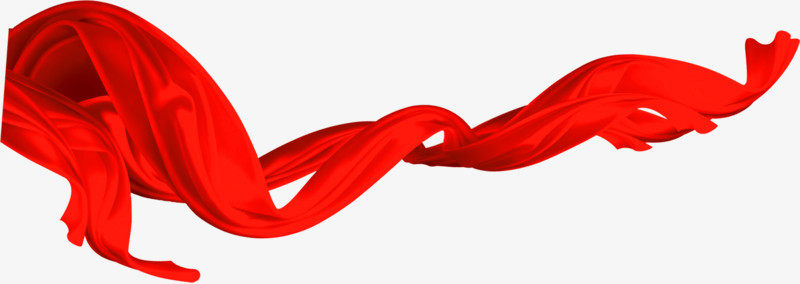 手绘红色漂浮节日丝带
