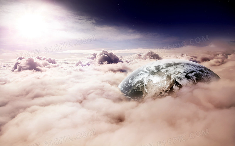 云层上的星球海报背景