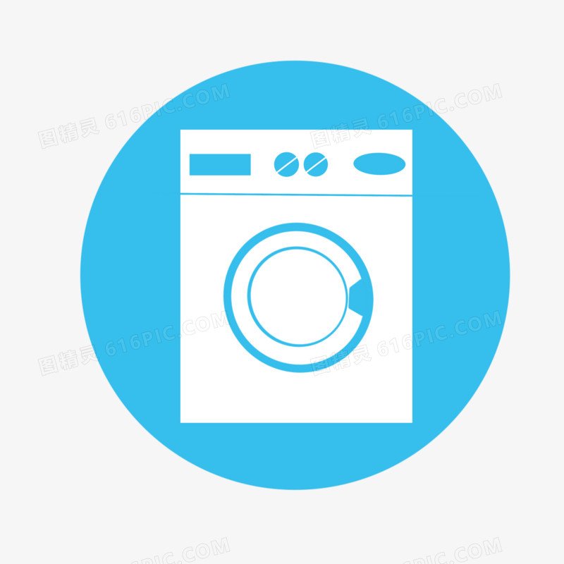 扁平蓝色洗衣机图标免抠元素