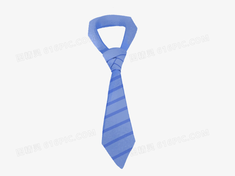 手绘蓝色领带免抠装饰元素