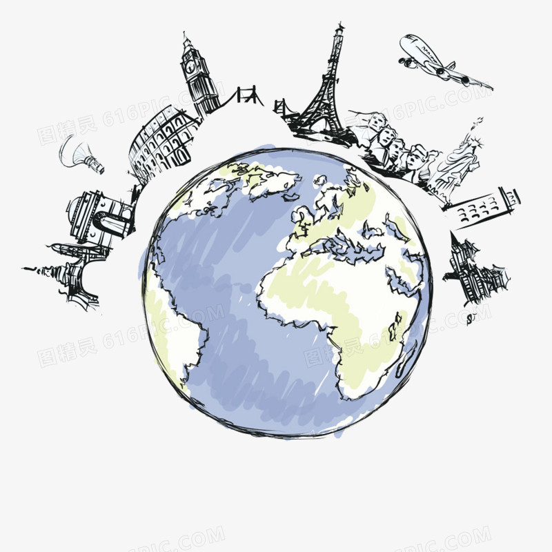 卡通手绘地图地球环保