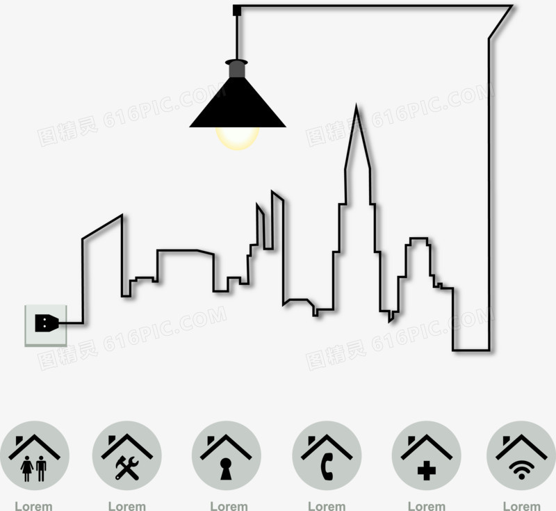 创意路灯房地产背景矢量素材