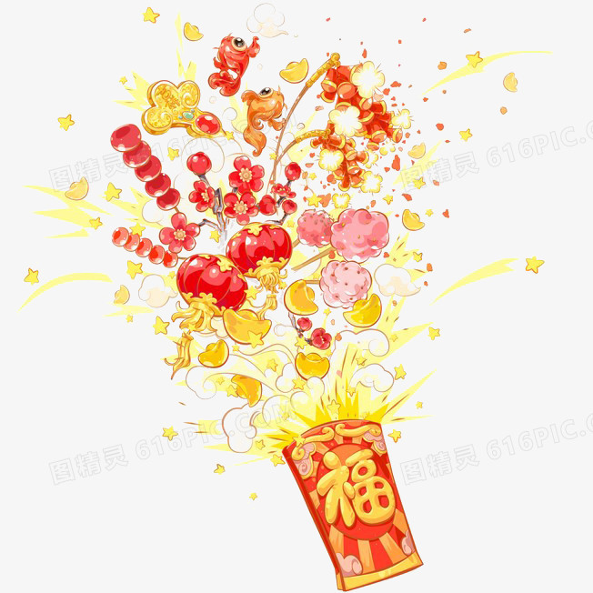 手绘喜庆爆竹