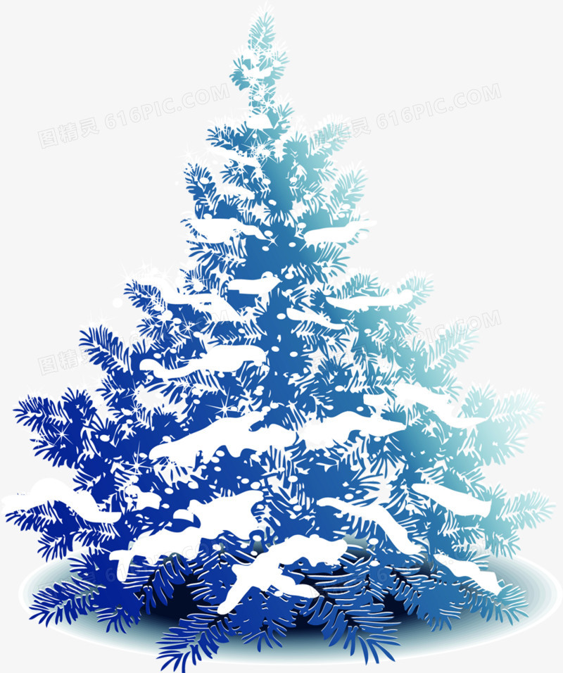 蓝色圣诞树冬季吊牌