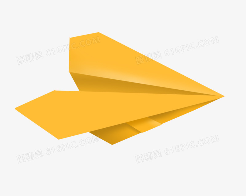 手绘黄色纸飞机素材