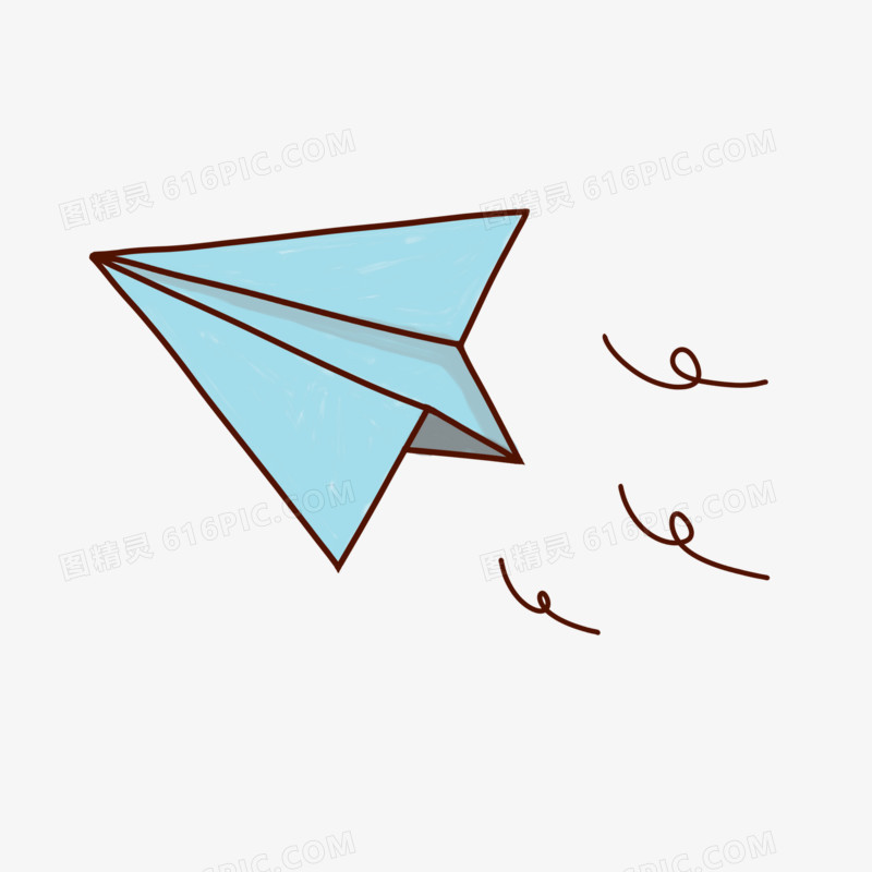 蓝色小清新简约纸飞机装饰元素
