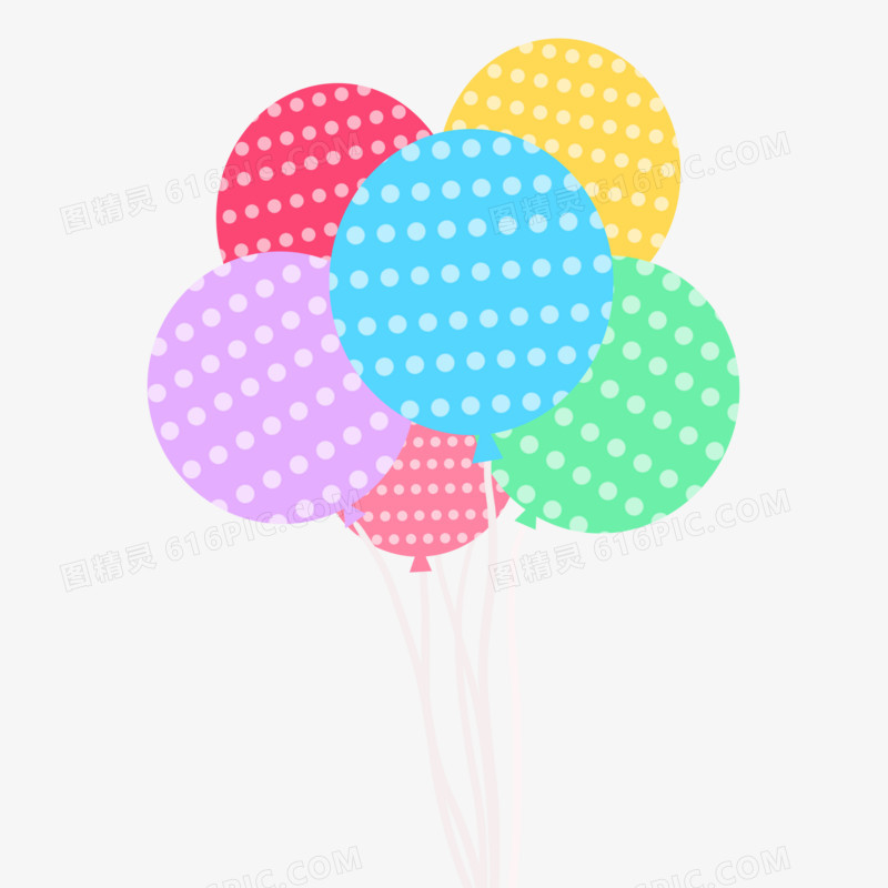 手绘彩色波点气球素材