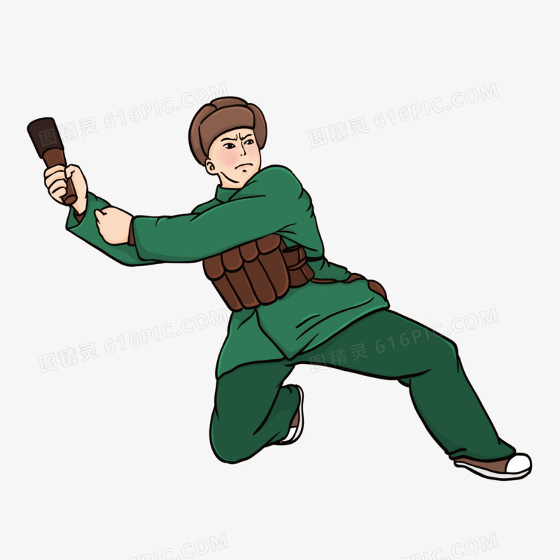 手绘卡通黄继光人物免抠元素