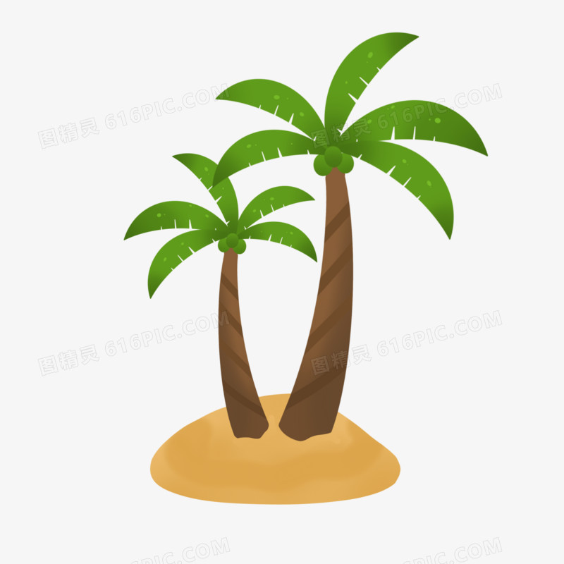 手绘椰子树免抠元素