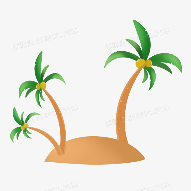 手绘椰子树免抠素材