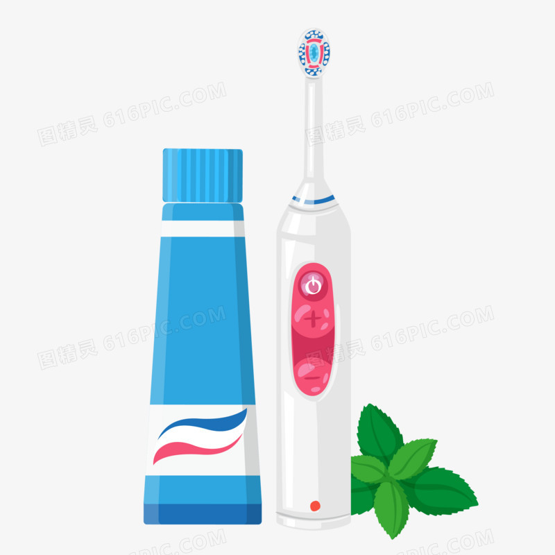 手绘电动牙刷刷牙元素