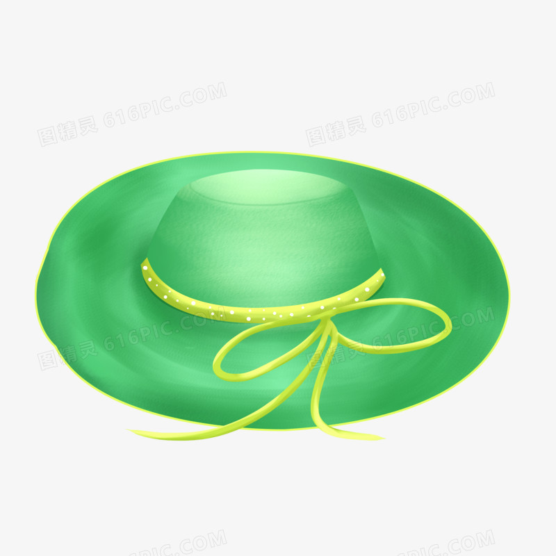 手绘插画风绿色遮阳帽免抠素材