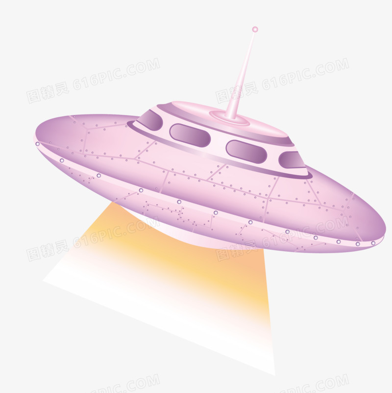 矢量紫色发光火箭飞船