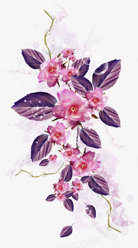 彩绘发光的紫色花朵