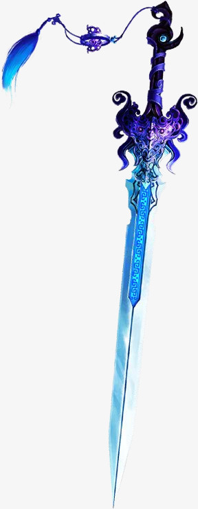 紫色蓝色创意宝剑合成设计