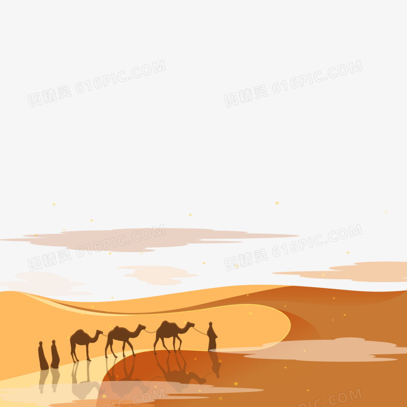 手绘沙漠骆驼元素