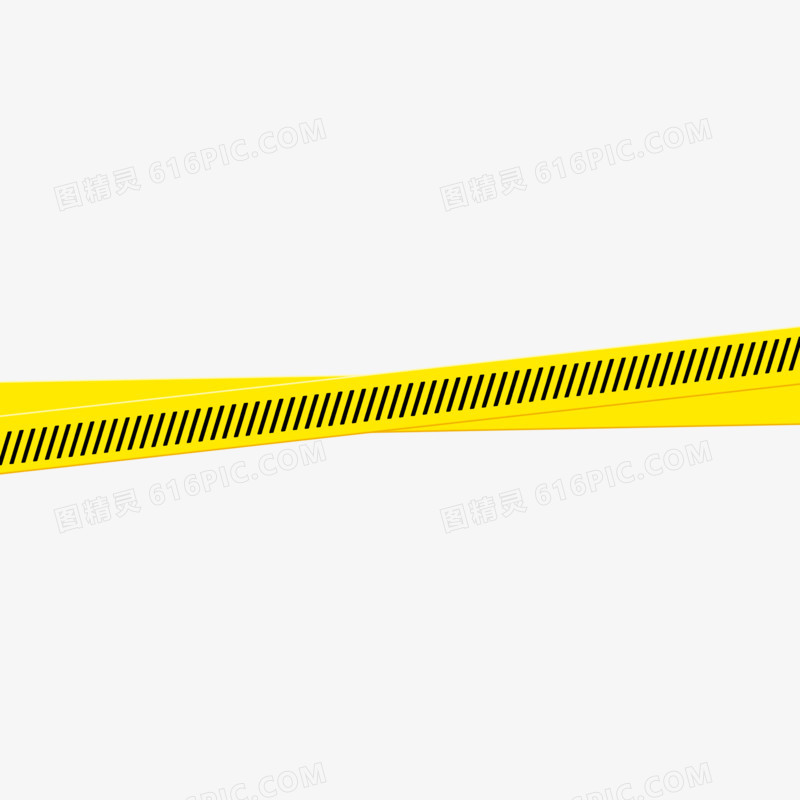 黄黑色警戒线免抠装饰素材