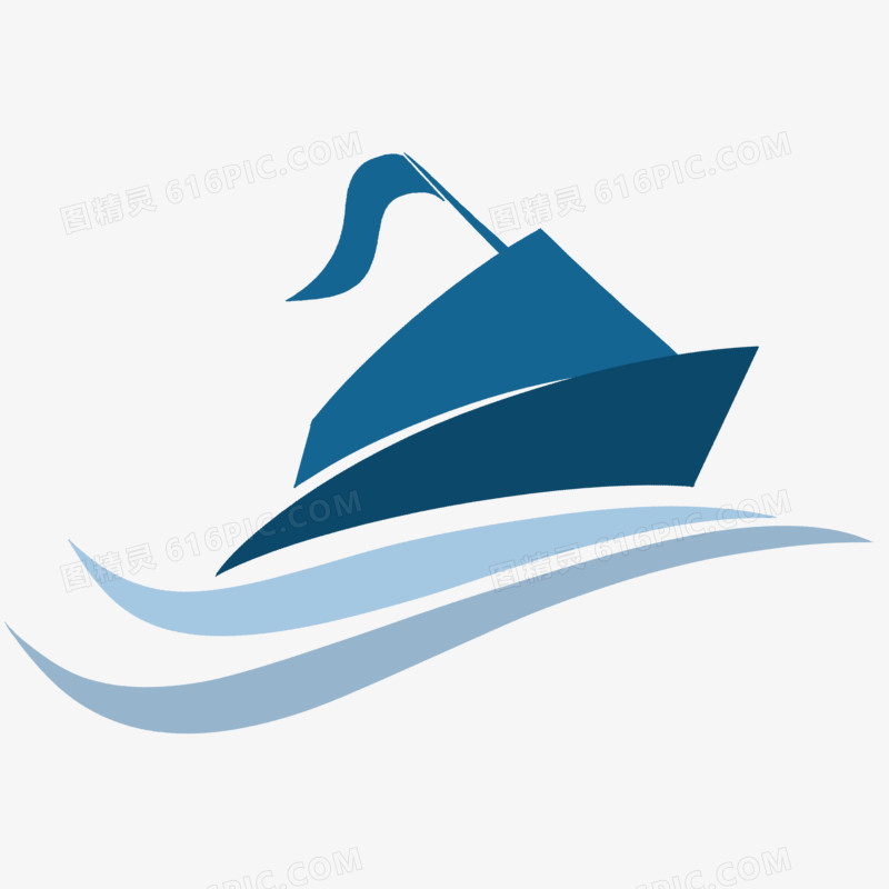 手绘大船logo图标元素
