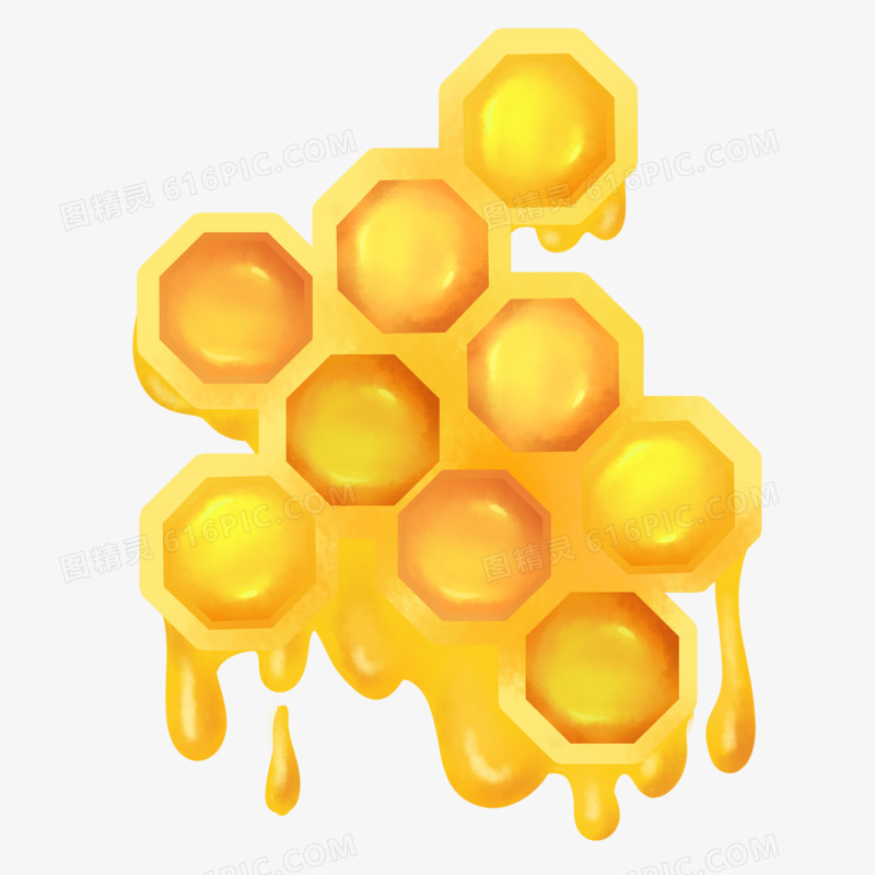 金色手绘流动蜂蜜元素
