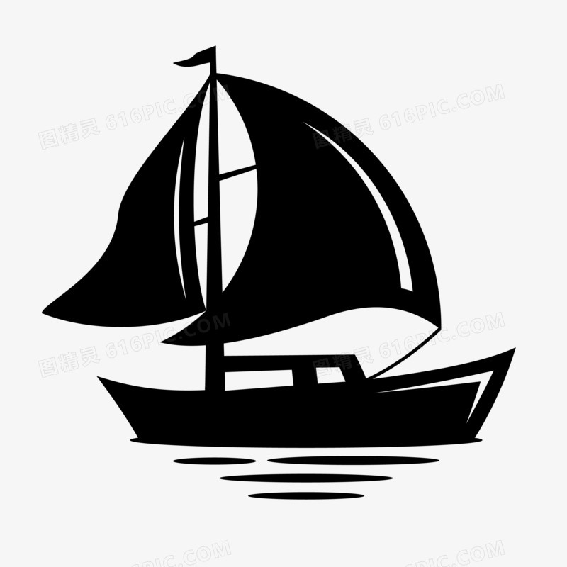 黑色船logo剪影图标元素