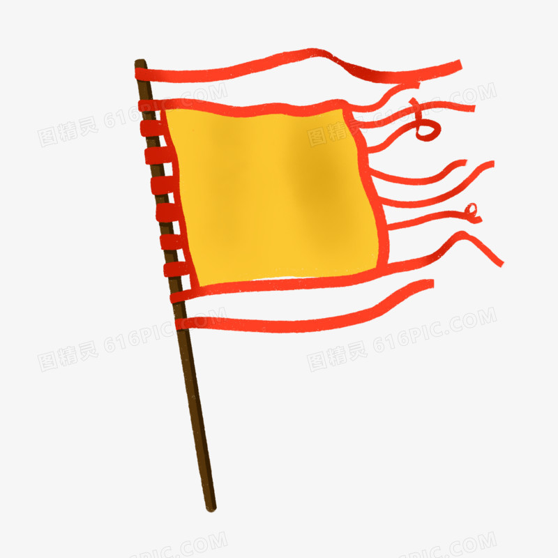 手绘创意古代军旗免抠元素
