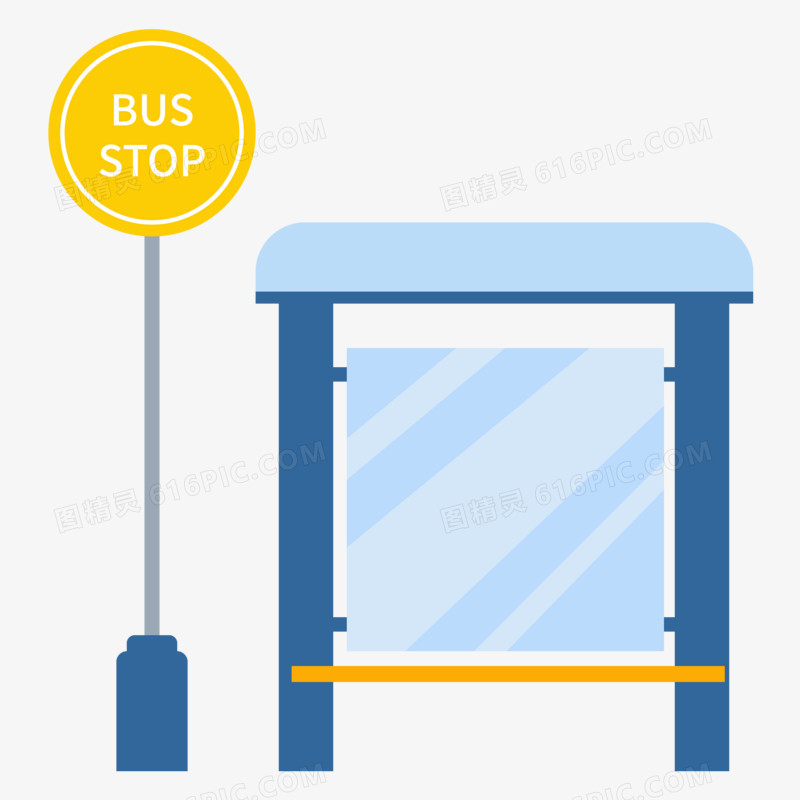 卡通公交车站牌图片