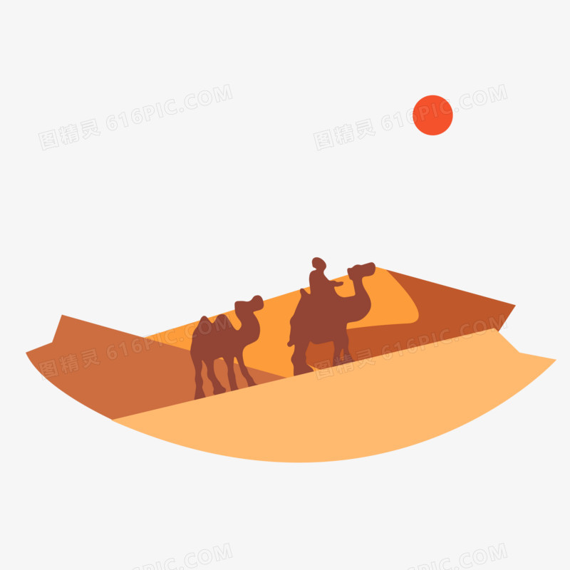 手绘卡通沙漠骆驼免抠素材