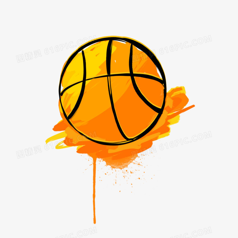 彩色涂鸦风格的篮球装饰素材