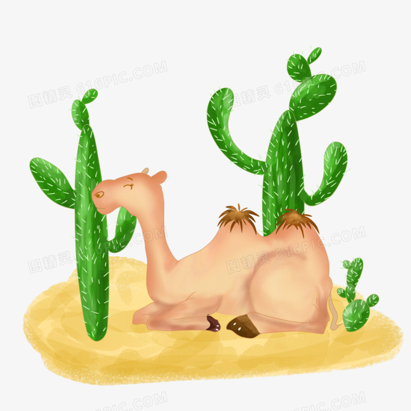 卡通手绘沙漠骆驼元素